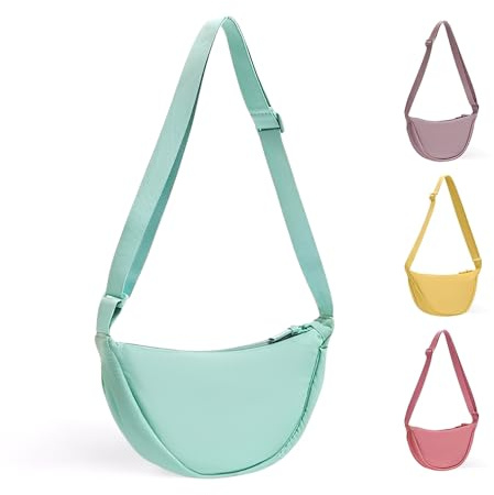 HMCEY Bolso Media Luna Bandolera,Bolso Cruzado Media Luna Nylon,Half Moon Bag Crossbody,Shoulder Bag Women,Bolsos de Hombro Cruzado,Bolsos Crossbody Casual,Riñonera con Correa Ajustable para Viaje
