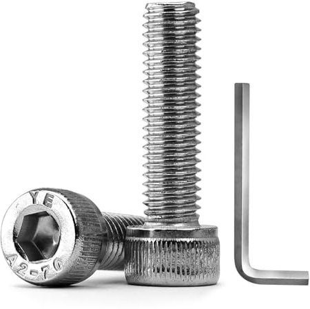 Viti a Testa Cilindrica M6 x 45 mm con Esagono Incassato, 10 Pezzi, Acciaio Inox A2-70 (V2A/304), Completa con Chiave a Brugola