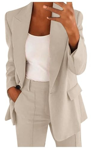 Generisch Conjuntos de traje para mujer, elegantes blazers, pantalones de traje, conjunto de dos piezas, monocromático, ropa de calle, traje de dos piezas, negocio moderno, traje reversible, ajuste