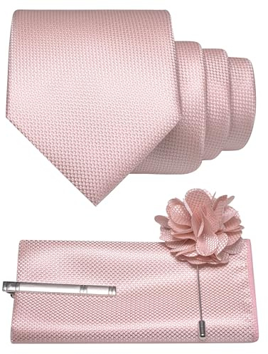 RBOCOTT Mens Tie and Pocket Square with Lapel Tie Clip Sets for Business and Wedding 4PCS