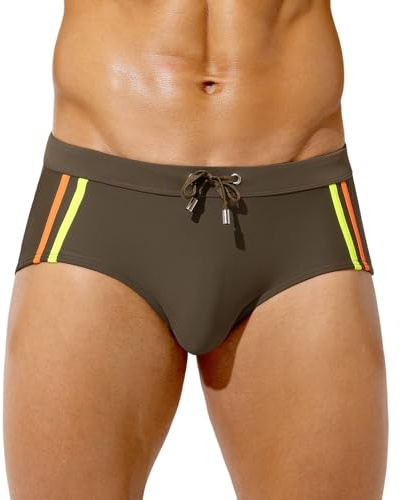 Casey Kevin Bañador Slip Hombre Natacion con Cordón Ajustable Secado Rápido Swimwear Briefs Color-Block Surf para Playa Piscina