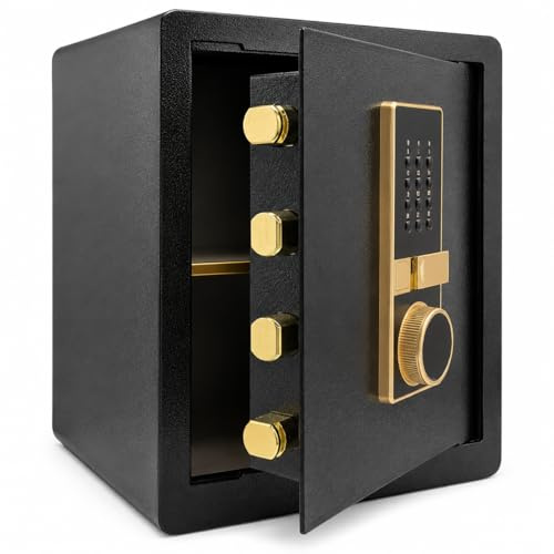 Safe Box, 45cm Tall 39L 2-Layer Home Office Safe, Security Cabinet Safe for Money Cash Valuables, Digital Electronic Keypad, Dual Alarm System, Removable Shelf