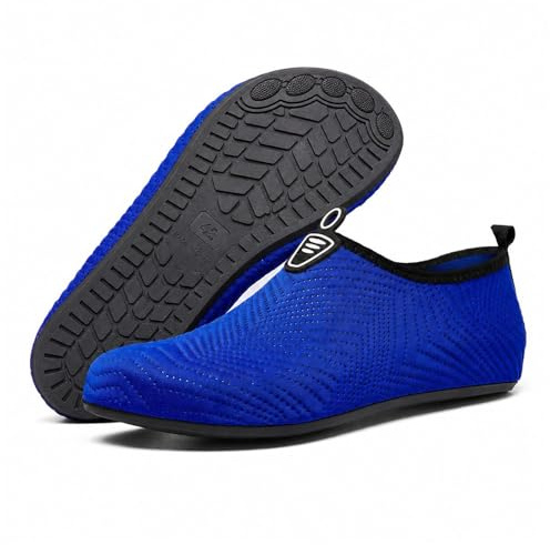 NWDEY Water Shoes for Men Women Quick-Dry Beach Shoes Lightweight Breathable Barefoot Aqua Socks Swim Shoes for Surfing Pool Sea (Royal Blue, Adult, Men, 5, Numeric, UK Footwear Size System, Medium)