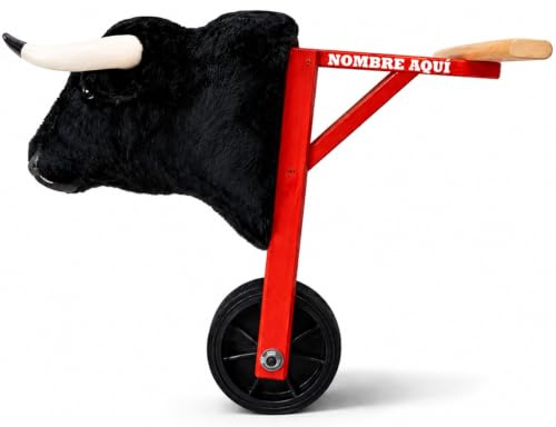 Carretón Taurino Infantil Personalizable Madera Rueda Única Encierros Tradicionales Cabeza Toro Realista Nombre Grabado Juguete Artesanal Ligero Resistente Pequeños 2-5 Años 70x45x50cm