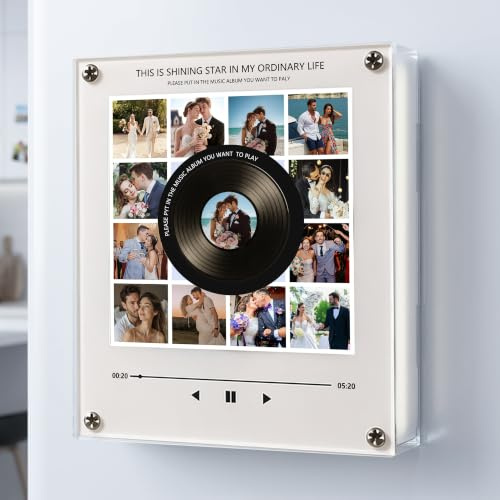 Imanes Personalizados Nevera con Música y Foto, Reproductor de Música con NFC y Discos de Vinilo Vintage, Regalo para Parejas, Regalo para Cumpleaños Navidad San Valentín