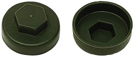 TechFast Roofing Screw Cover Caps | 16mm | Olive Green - Plastic | Box 100