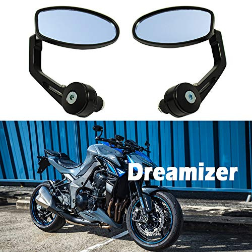 DREAMIZER 7/8 22mm Espejo de Manillar de Motocicleta, Espejos Laterales de la Moto Compatible con Z1000 Z750 MT03 MT09 FZ6 SV650 SV1000 CB1000R CBF125 Monster M696 821