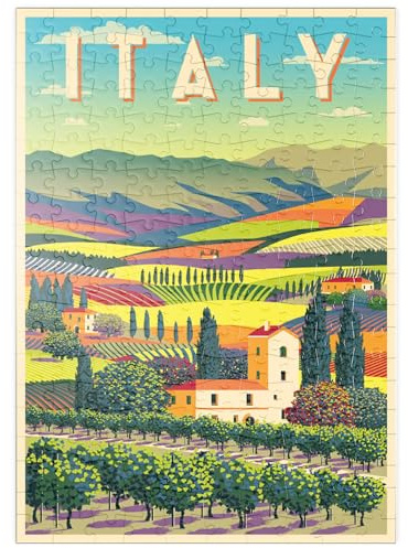 MyPuzzle Romantische ländliche Landschaft, Italien, Art Deco Style Vintage Poster, Illustration - Premium 200 Teile Puzzle - MyPuzzle Sonderkollektion von Puzzle Galaxy