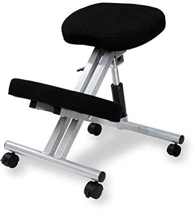 duehome | Silla de Oficina Ergonomica, Silla de Escritorio, Modelo Flip, Acabado en Color Negro y Aluminio, Medidas: 46 cm (Ancho) x 50 cm (Fondo) x 55-65 cm (Alto)