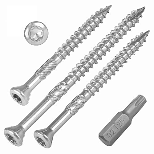 SCREW REBEL Viti per terrazze ST-FIX in acciaio inox A4, 5,0 x 60 mm, 200 pezzi con punte S2, TX 25, testa svasata, fresa per denti di sega, punta tagliata, vite cerata
