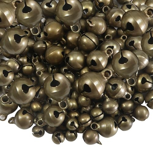 TOAOB 200 Stück Bronze Kleine Glocken Metallglöckchen 6mm und 12mm zum Basteln für Schmuckherstellung Festival Dekoration