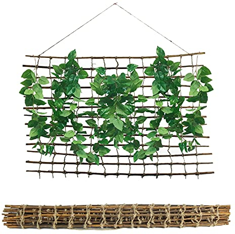 Salice per piante rampicanti, 100 x 200 cm, traliccio con filo di iuta in legno, supporto da giardino per la crescita e la decorazione, rete per piante rampicanti