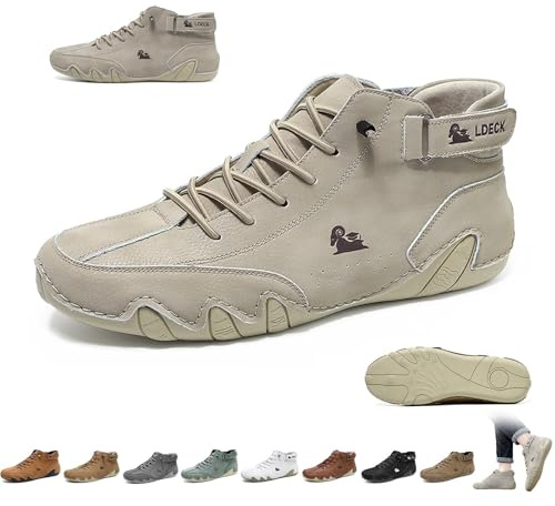 Botas altas de cuero hechas a mano italianas for hombre, antideslizantes, ligeras, cómodas, unisex, for senderismo, acampada y conducción, botas chukka for todas las estaciones(Beige,40 EU)