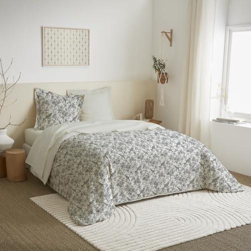 univers decor Parure de draps 4 pièces pour lit 2 Places 140 x 190 cm. (Parure de draps 4 pièces lit 140 x 190 cm, Berengere Nuage)