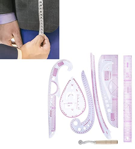 KIMISS Juego de reglas para medir ropa, 7 piezas para costura y patrones, reglas curvas multifuncionales para diseñadores y sastres, ideal para DIY y confección
