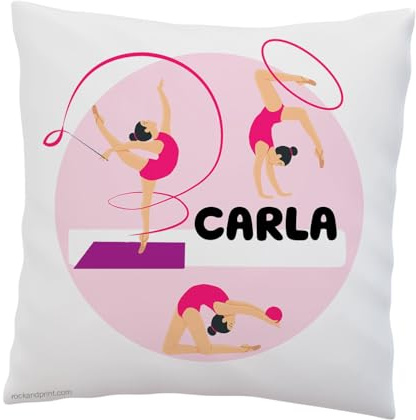 Cojín Personalizado Regalo Deporte NIÑO o NIÑA. Personalizable 40x40 cm, Incluye Relleno. Almohadón Original Detalle: cumpleaños, comunión, Navidad (Gimnasia Rítmica)