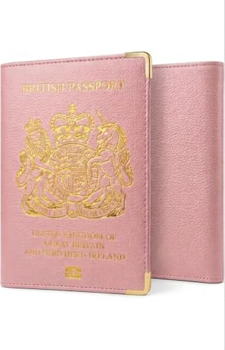 ORCHIDS British Passport Wallet PU Leather Passport Holder Cover for Men and Women (Baby Pink)