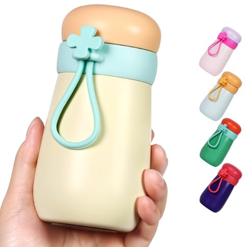 pluseight Stainless Steel Water Bottle, 380ml/12oz Double Walled Vacuum Insulated Metal Water Bottle for Hot&Cold Drinks for Handbag - 100% Leakproof (Yellow)