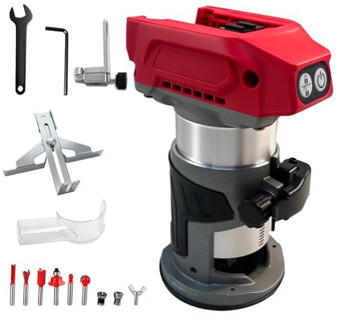 800W Cordless Wood Router for Milwaukee M18 18V Battery, Aluminum Base, 30000RPM Brushless Router-Tool with 5 Variable Speed, Palm Router for Woodworking Slotting Trimming