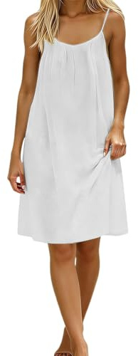 Vestidos Verano Mujer Tirantes Casual Espalda Descubierta Vestido Playa Elegante con Tirantes Ajustables Color Sóliido Corte Holgado Ligero Informal Bohemio Vestidos Amplio