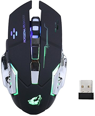 Lancoon Mouse Da Gioco Wireless - Con Silenzio Clic, 3 DPI Regolabili - GM08 Nero