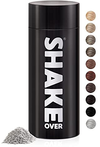 SHAKE OVER Veganes Streuhaar zur Haarverdichtung, mit Zink angereicherte Fasern, hochwertiges Schütthaar, Made in Europe (30 g, GRAY)