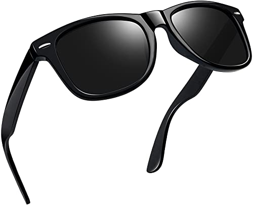 Joopin Schwarze Sonnenbrille Polarisiert und Klassische Sonnenbrille Herren Damen UV400 Sport mit Rechteckiger Rahmen für Fahren (Glänzend Schwarz)
