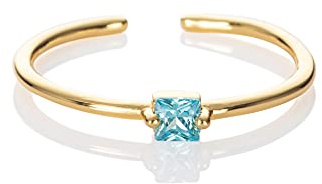 Namana Dekorativ ring i guld för kvinnor, justerbar öppen ring för kvinnor med en färgglad fyrkantig sten, förgylld damring med zirkoniasten, guldring för kvinnor, tonåringar, flickor, Kubisk zirkonia