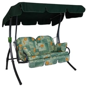 Angerer Freizeitmöbel GmbH Hollywoodschaukel 2-Sitzer Ibiza - Gartenschaukel Made in Germany - Schaukel zum Sitzen und Entspannen - einfache Montage (Grün-Orange geblümt)