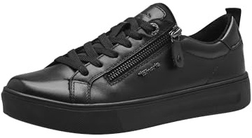 Tamaris Comfort Damen Sneaker flach mit Reißverschluss Freizeit, Schwarz (Black Nappa), 36 EU