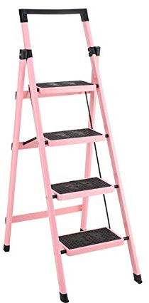 Tritthocker Multifunktions-Trittleitern, Mehrfarbige tragbare klappbare Hochleistungsleiter Hotel Enterprise Home 4-Stufen-Leiter/Pink/42X74X135Cm (Pink 42X74X135Cm)