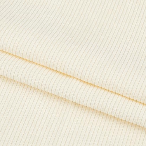 BENECREAT Tissu Velours Côtelé Blanc, 100x155cm Bricolage Couture Artisanat Matériaux Velours Côtelé Tissu D'Ameublement pour Coudre Manteau Chemise Robe Pantalon Costume Canapé Bricolage