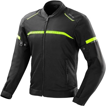 OZONE MOTO Neo Air Giacca da Moto Uomo | Tessile | Protezioni Gomiti e Spalle Livello 1 | Tasca per Protezione Schiena | Grandi Pannelli di Ventilazione a Rete