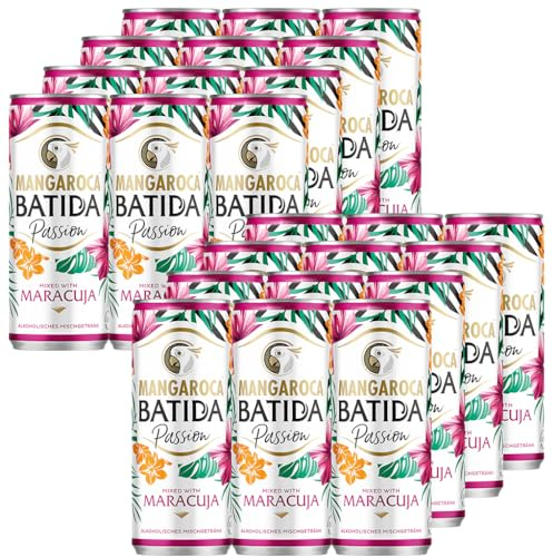 Mangaroca Batida Passion (24 x 0,25 l) 10% vol. - Alkoholisches Mischgetränk mit Maracujageschmack, fruchtiger Cocktailmix für den sofortigen Genuss, INKLUSIVE 6 PFAND