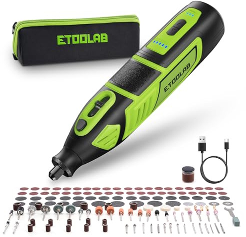 Multifunktionswerkzeug Akku 12V 2.0Ah(Lithium-Ionen), 140PCS Akku-Rotationswerkzeug Set mit 5 Gang 5000-38000 U/min schnelle Ladezeit, Hohe Akkulaufzeit für Schneiden, Gravieren, Bohren, usw.