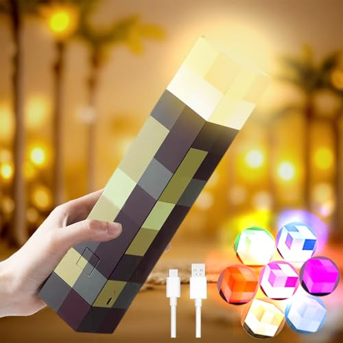 BRIMOREA Antorcha LED de pared, lámpara de pared, lámpara de noche, recargable por USB, 7 colores, portátil y montaje en pared, perfecta para habitación de los niños, jugadores, jardín y decoración