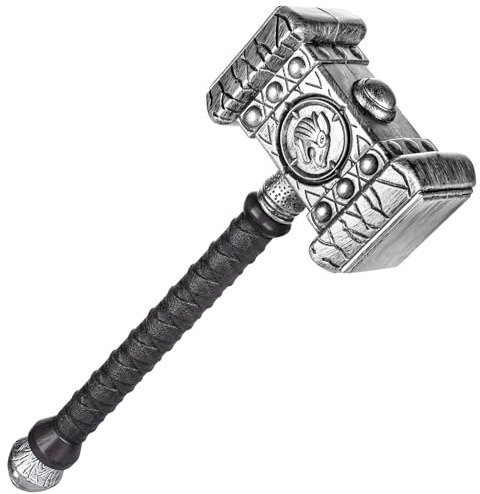 Spinosaurus 20“ Viking Hammer for Halloween Battle Hammer Plastic Sliver Hammer Pretend Weapons Props Viking Accessories