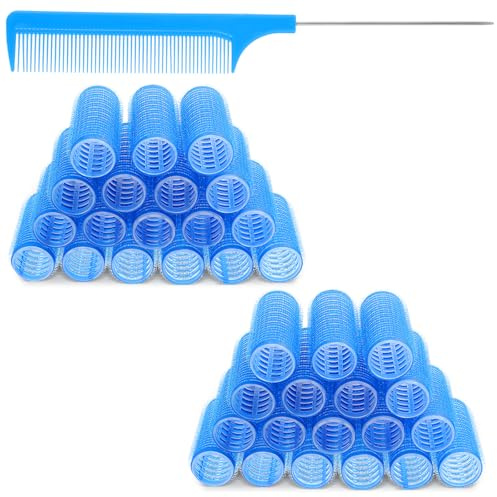 18Pcs Self Grip Hair Rollers with Small Comb Heatless Hair Curler Pro Salon DIY Hairdressing Curlers Tools for Long Medium Short Hair