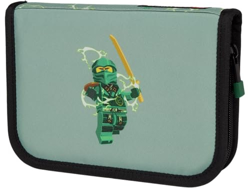SKANDO BAGS LEGO® NINJAGO® Federmäppchen Junge gefüllt Spinjitzu Master – Federmappe mit Klappe inkl. Schulzubehör, Namensschild & Stundenplan, 20 x 14 x 4 cm – für Schule
