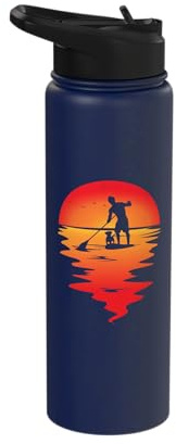 SUP Surfing Stand Up Paddle paddling with dog supboard Stainless Steel Insulated Water Bottle