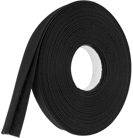 QUARKZMAN 5/8 Pollici Doppia Piega Bordo Obliquo Poliestere Nastro Continuo all'Ingrosso per Cucire Orlare Imbastire Legare Artigianato (Nero 10 Iarde)