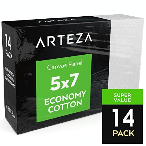 ARTEZA Malkarton | 12,7cm x 17.8cm Großpackung mit 14 | Weiß, Grundiert 100% Baumwolle | Ideal für Malerei, Acrylgießen, Ölfarben & Nasse Kunstmedien | Leinwände für Profis & Hobbymaler