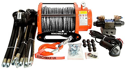 WINCHMAX 15,000lb (6,804kg) Original Orange Hydraulic Winch. 25 m x 12 mm Dyneema Synthetic Rope. Competition Hook. 12v CETOP3 Control System.