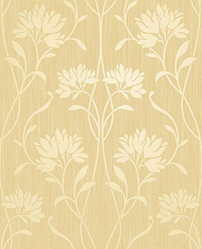 Fine Décor FD42581 Florence Floral Yellow Wallpaper