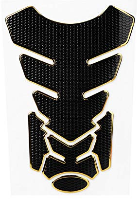 Motorcycle Tank Protector, Gas Tank Protector Motorcycle Tank Pad, Motorbike Tank Pads, 3D Motorcycle Gas Oil Fuel Tank Sticker Pad Protector Decoration (Black Golden Edge)