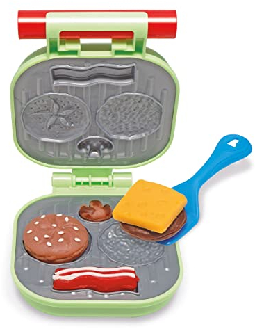 Simba 106324529 - Art und Fun Burger Knetset, 4x50g Knete, Burgergrill, 13 Teile, Kinderknete, Zubehör, ab 3 Jahren