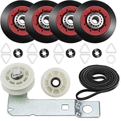 [Newest] 4392067 Dryer Repair Kit and W10837240 Dryer Idler Pulley for Maytag Bravos Whirlpool Duet Kenmore Elite Dryers,with WPW10314173 Drum Roller&661570V Belt&279640 Idler Pulley by TOMOON