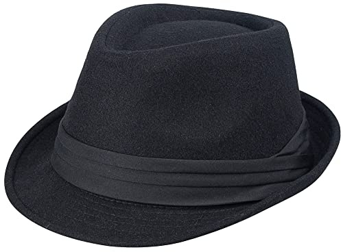 KorhLeoh Fedora Trilby Gangster Bonnet en feutre pour enfant Panama Derby Manhattan Cuban Hat Jazz Cap, Noir-A, 2-6 años