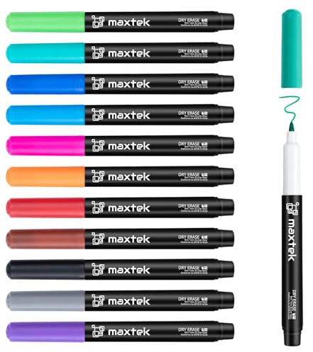 maxtek Dry Erase Markers, 0.7mm Ultra Fine Tip, Low Odor, 12 Count