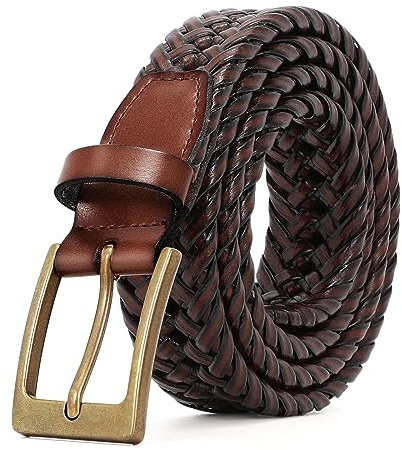 BELTROAD Cinturón de cuero trenzado para hombre, estilo casual, para golf, de cuero, con hebilla de aleación, trenzados a mano, regalo para hombre, 36951.00041666667, S for Wasit 32-38(Length 45)
